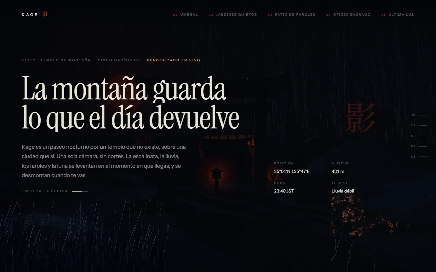 Portada de la web Kage, proyecto de Jeremi Martín