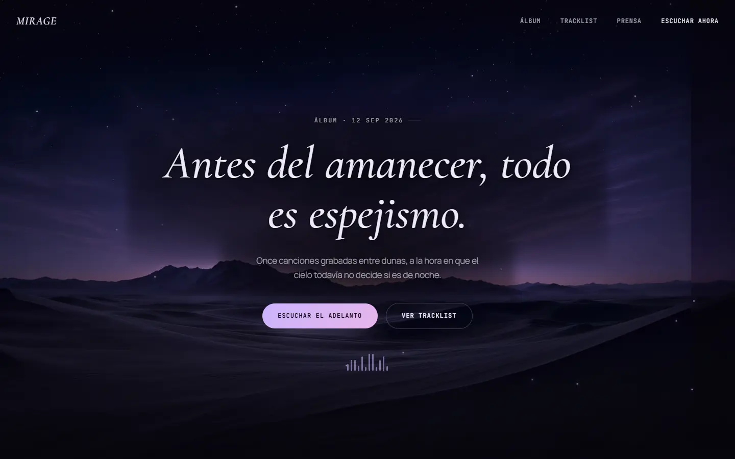 Portada de la web Mirage, proyecto de Jeremi Martín