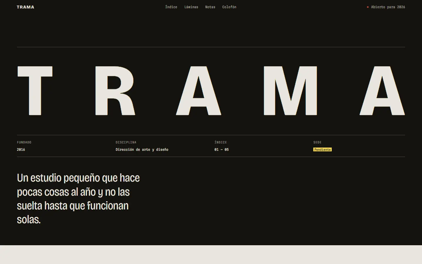 Portada de la web Trama, proyecto de Jeremi Martín