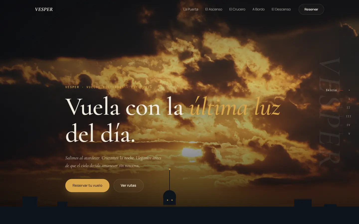 Portada de la web Vesper, proyecto de Jeremi Martín