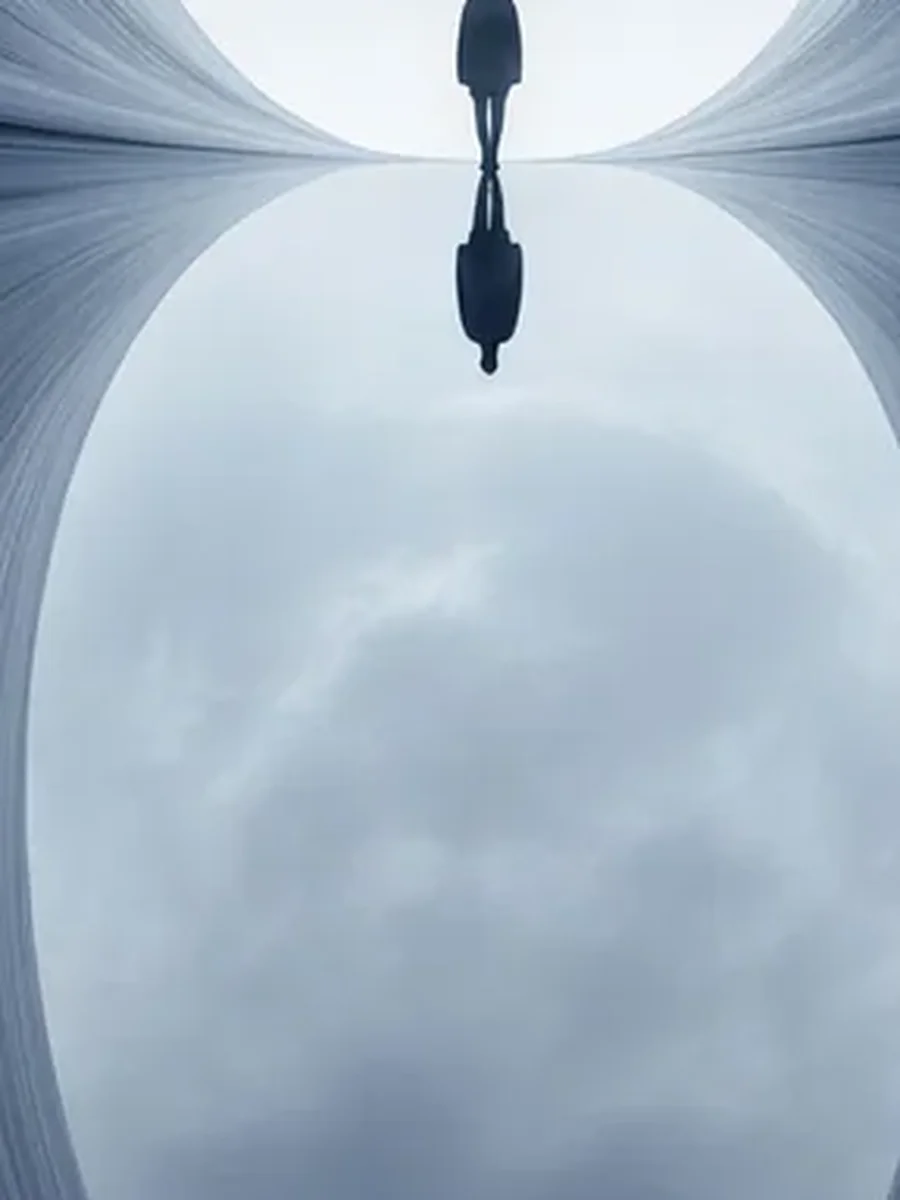 Silueta en el instante de cruzar el umbral